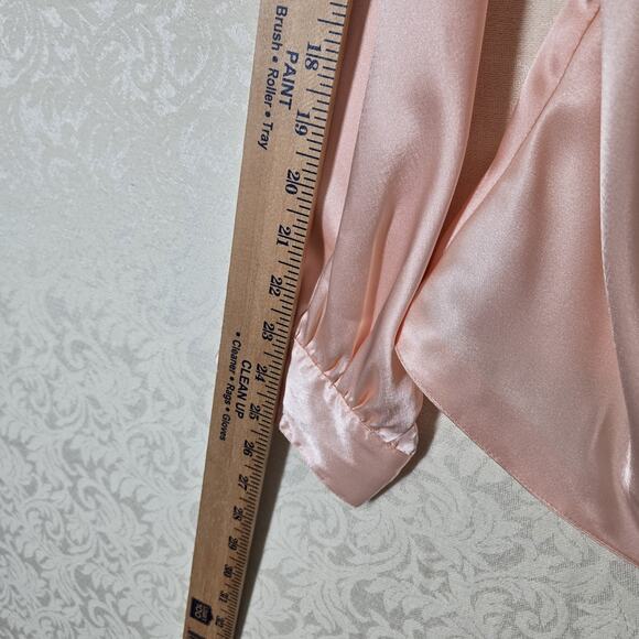VTG Together 2 Pc Set Tie Front Top Maxi Skirt sz 16 Peach Satin Shimmer - Picture 7 of 16